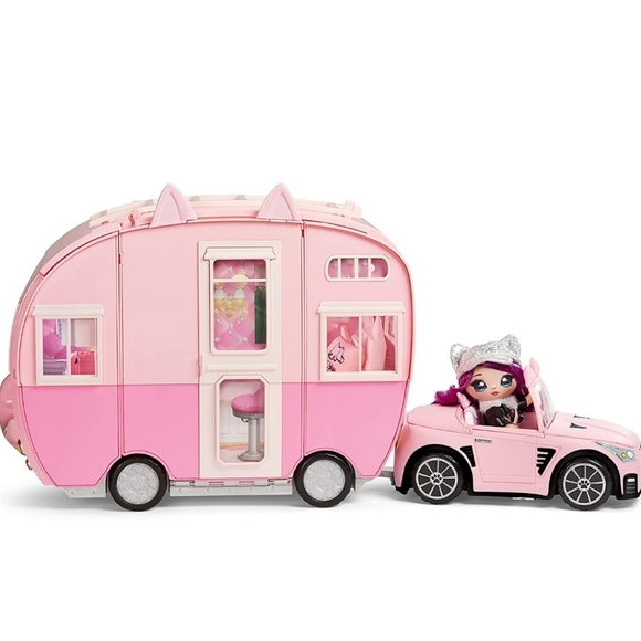 Na Na Na Surprise Kitty-Cat Camper Playset, Pink Toy Car, Opens to 3 feet wide - Picture 5 of 12